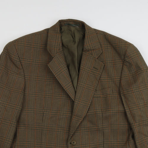 Horne Brothers Mens Brown Plaid Wool Jacket Blazer Size 40 Regular