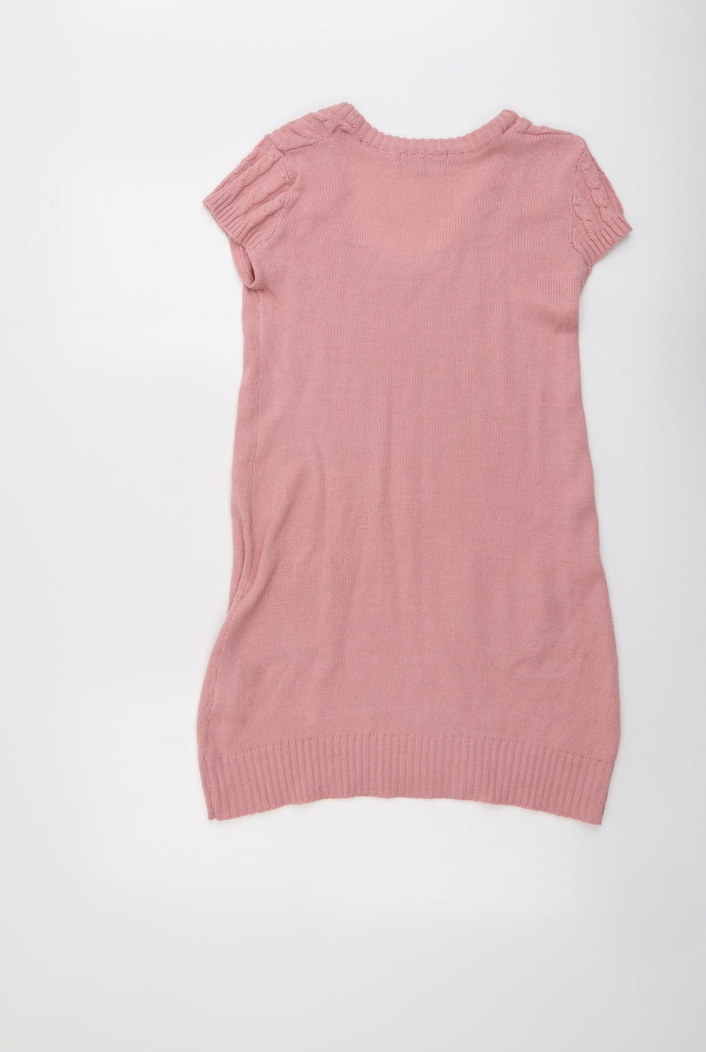 QED London Womens Pink Acrylic Jumper Dress Size 12 Round Neck Pullover