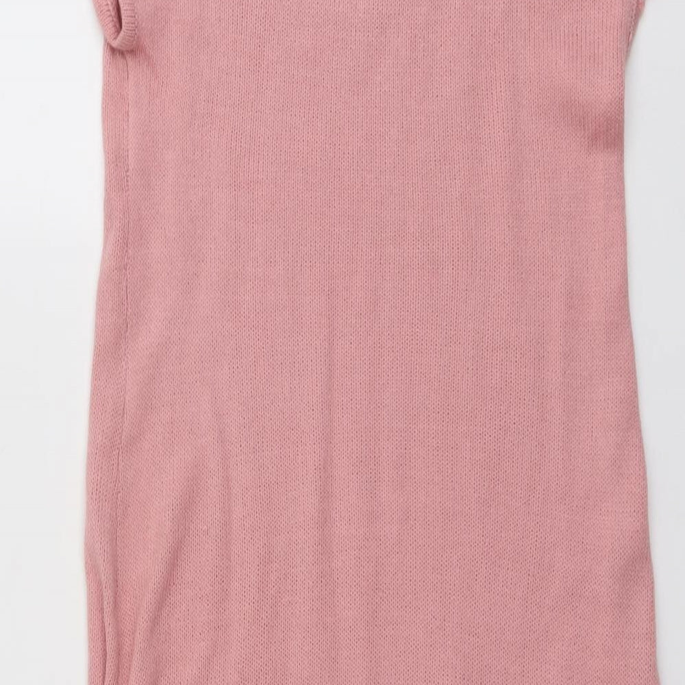 QED London Womens Pink Acrylic Jumper Dress Size 12 Round Neck Pullover