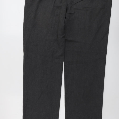 Marks and Spencer Mens Grey Polyester Trousers Size 38 in L35 in Regular Button