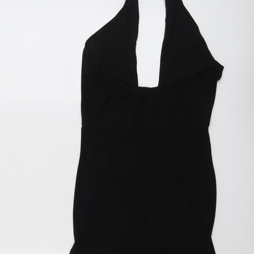 Missguided Womens Black Polyester Bodycon Size 10 Halter Pullover