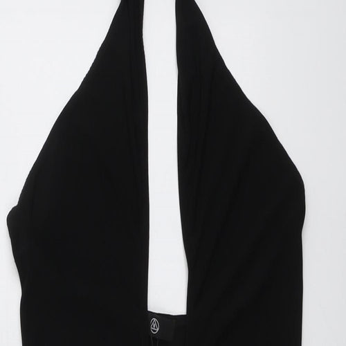 Missguided Womens Black Polyester Bodycon Size 10 Halter Pullover