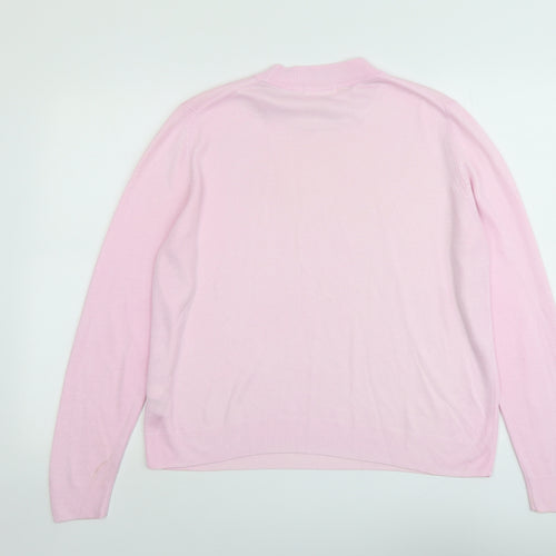 Marks and Spencer Womens Pink Round Neck Acrylic Pullover Jumper Size 16