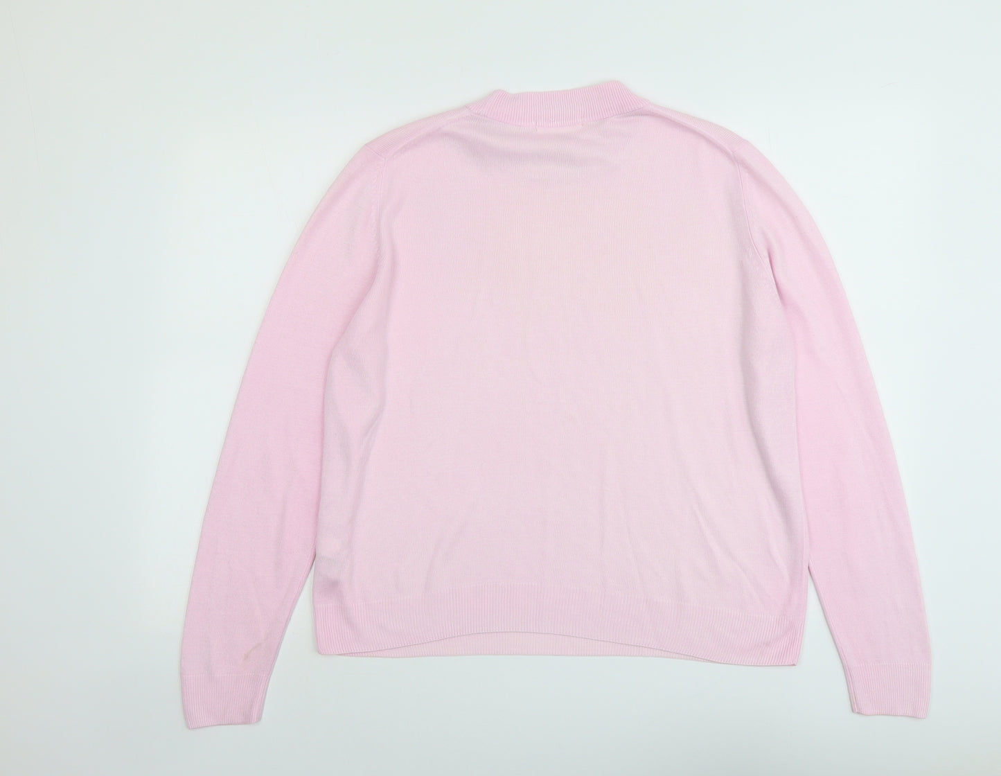 Marks and Spencer Womens Pink Round Neck Acrylic Pullover Jumper Size 16