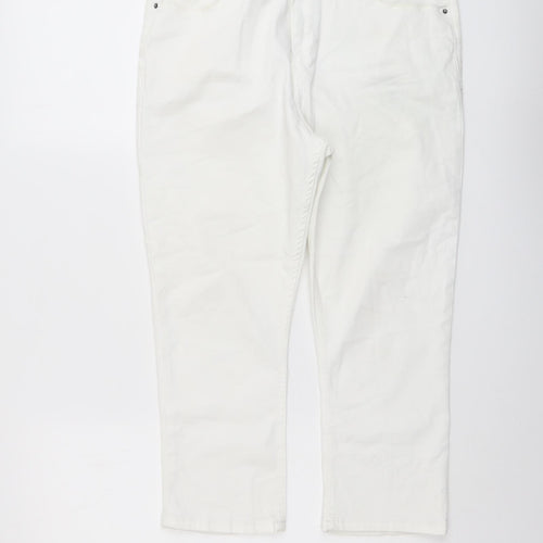 Marks and Spencer Womens White Cotton Skinny Jeans Size 14 L21 in Regular Button