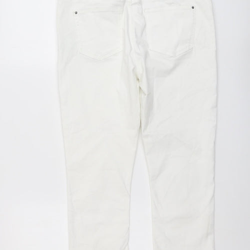 Marks and Spencer Womens White Cotton Skinny Jeans Size 14 L21 in Regular Button