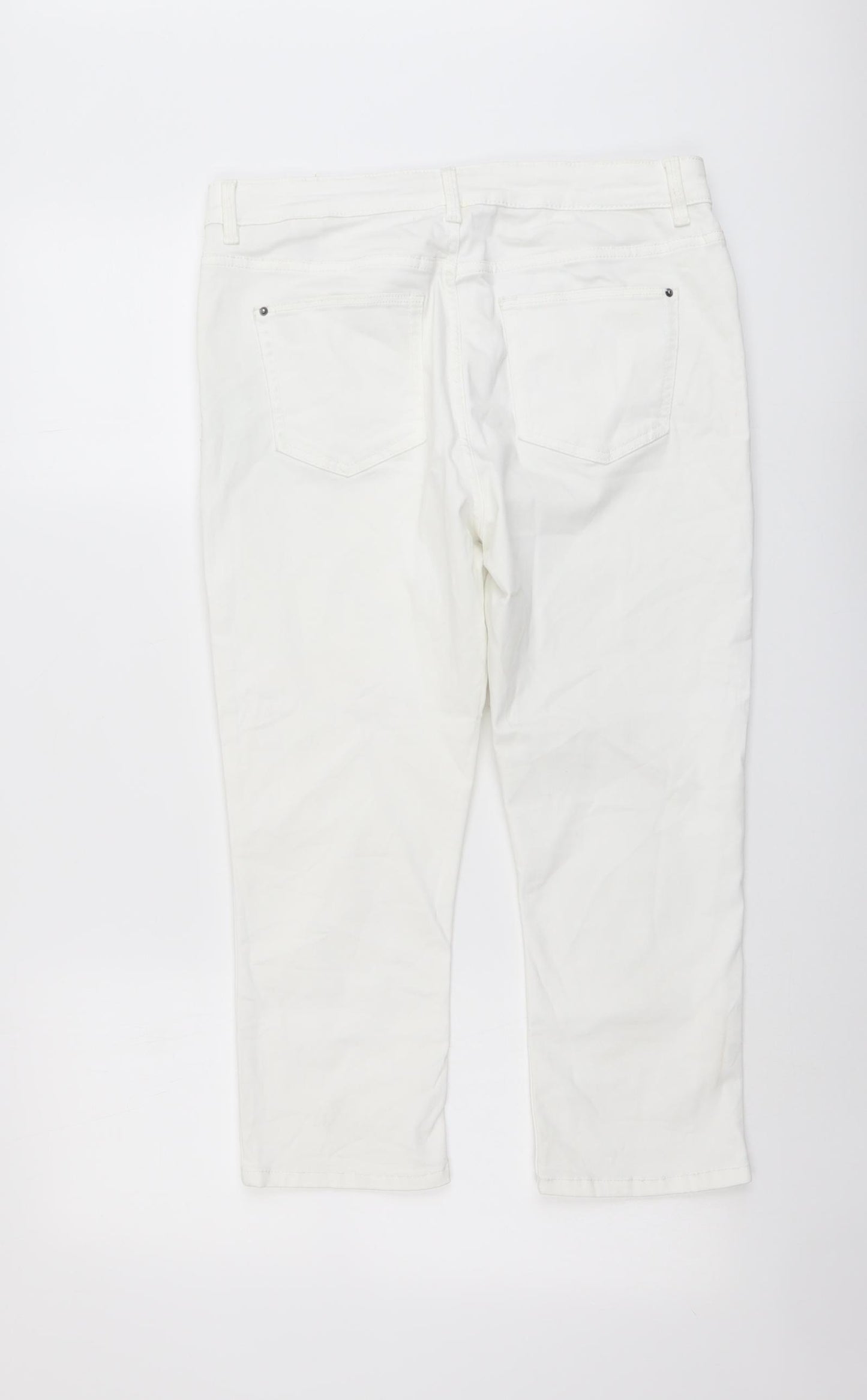 Marks and Spencer Womens White Cotton Skinny Jeans Size 14 L21 in Regular Button