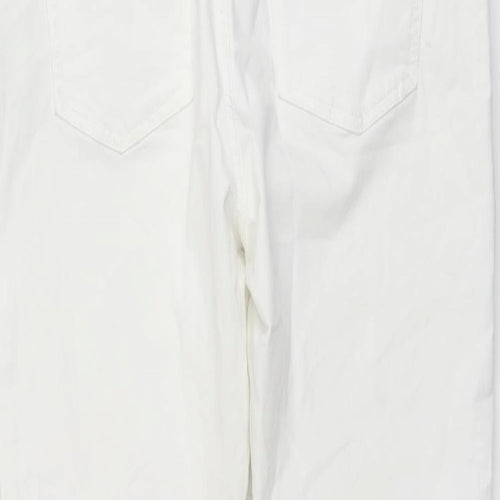 Marks and Spencer Womens White Cotton Skinny Jeans Size 14 L21 in Regular Button