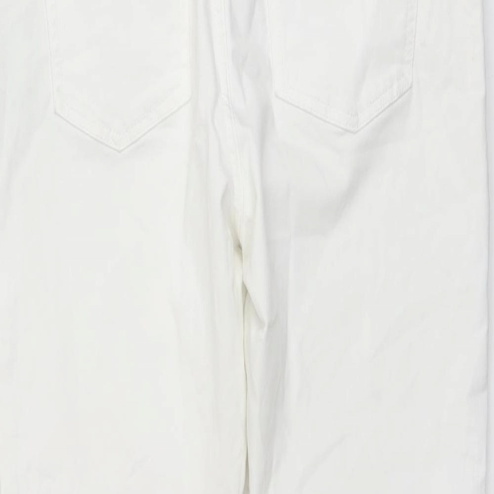 Marks and Spencer Womens White Cotton Skinny Jeans Size 14 L21 in Regular Button