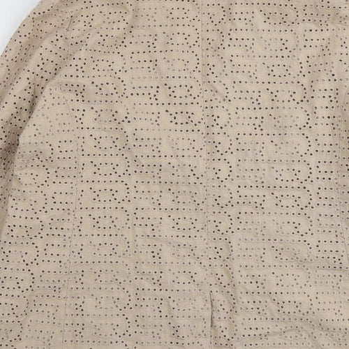 Marks and Spencer Womens Beige Geometric Polyester Jacket Blazer Size 16