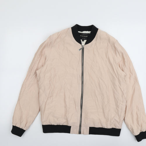 River Island Womens Beige Bomber Jacket Jacket Size 12 Zip
