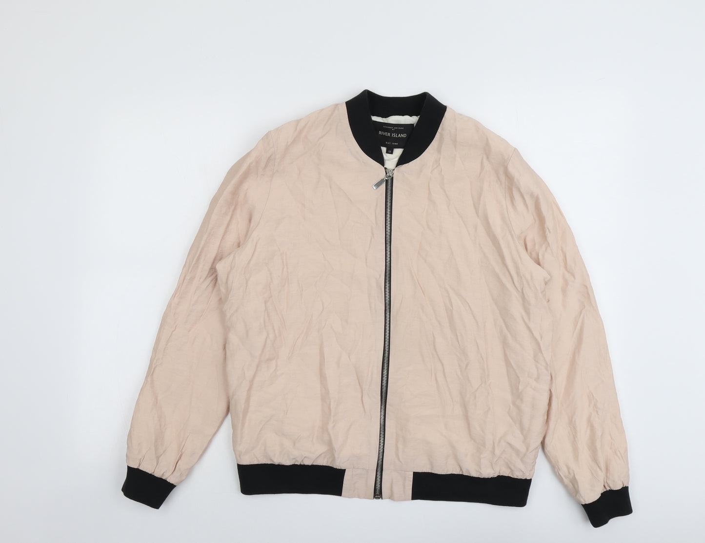 River Island Womens Beige Bomber Jacket Jacket Size 12 Zip