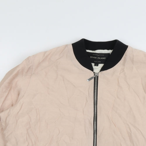 River Island Womens Beige Bomber Jacket Jacket Size 12 Zip