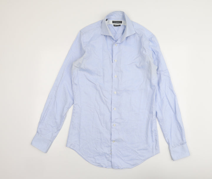 Michaelis Mens Blue Cotton Button-Up Size 15.5 Collared Button