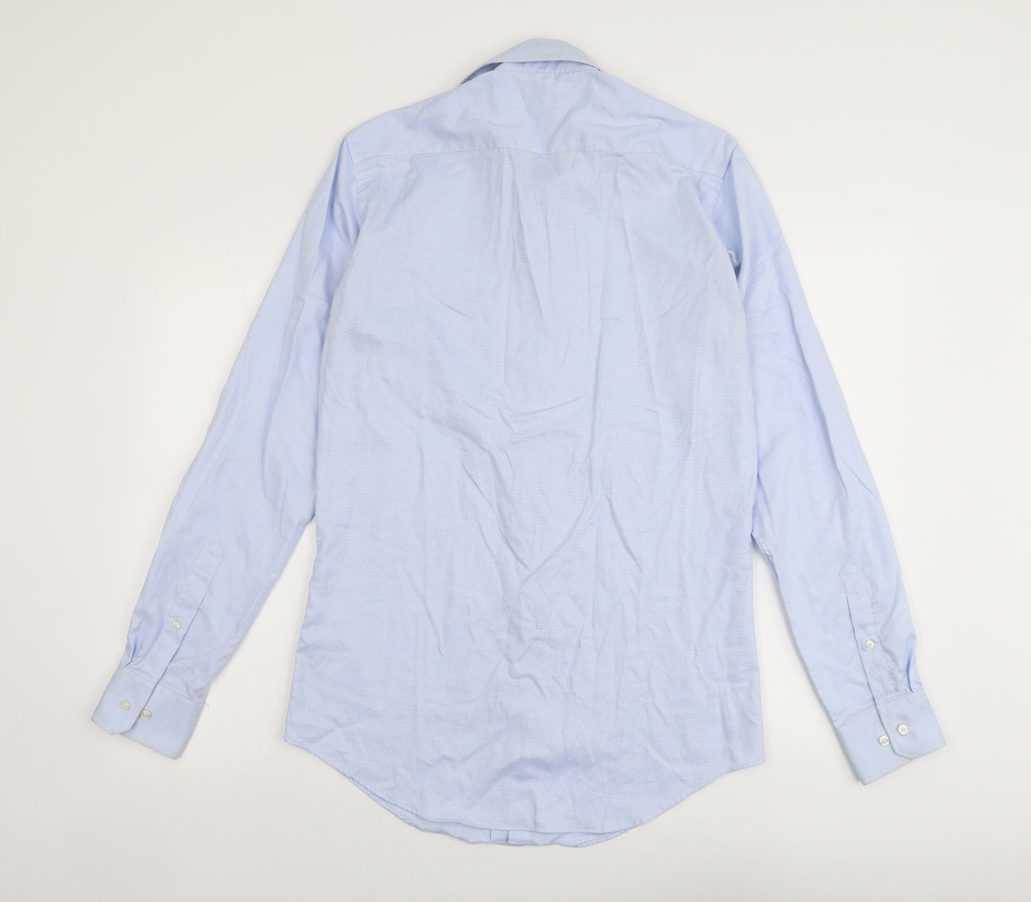 Michaelis Mens Blue Cotton Button-Up Size 15.5 Collared Button