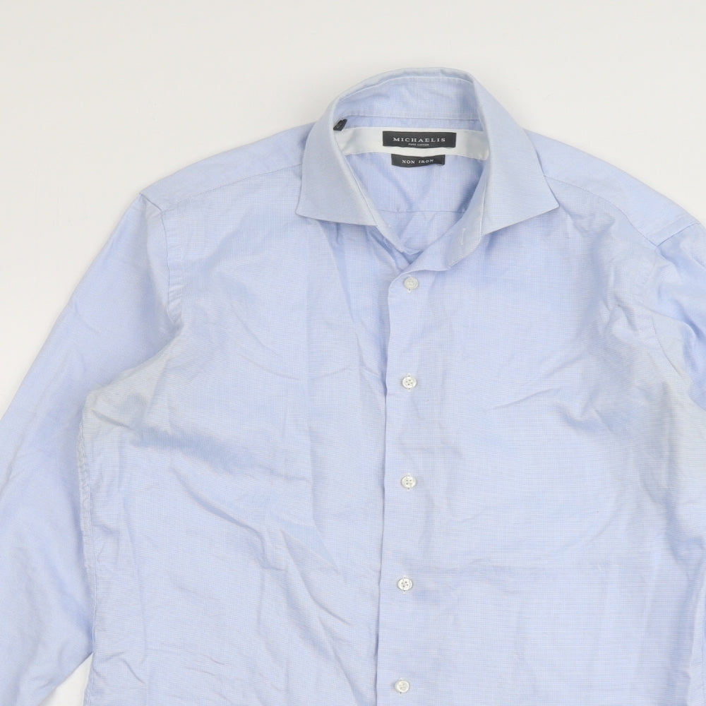 Michaelis Mens Blue Cotton Button-Up Size 15.5 Collared Button