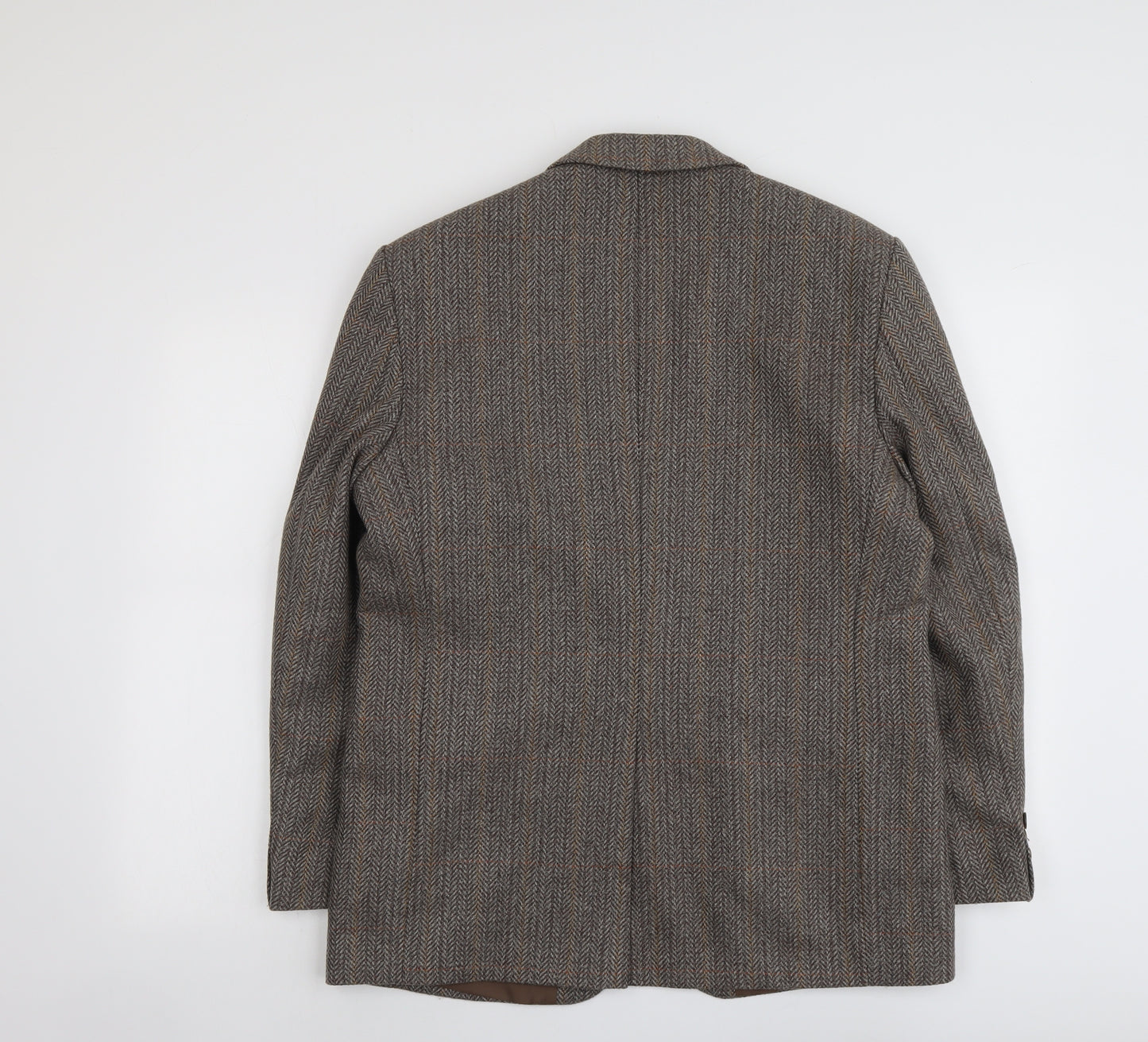 Hodges Mens Brown Herringbone Wool Jacket Suit Jacket Size 42 Regular