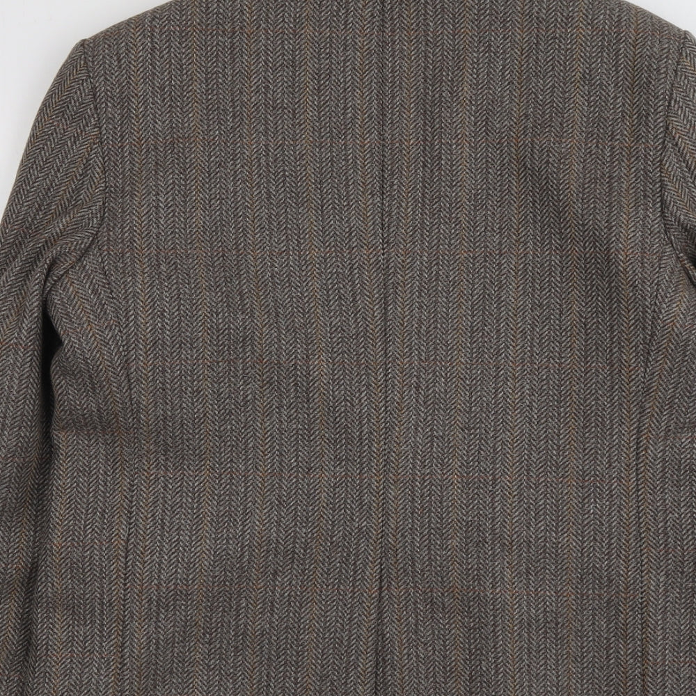 Hodges Mens Brown Herringbone Wool Jacket Suit Jacket Size 42 Regular