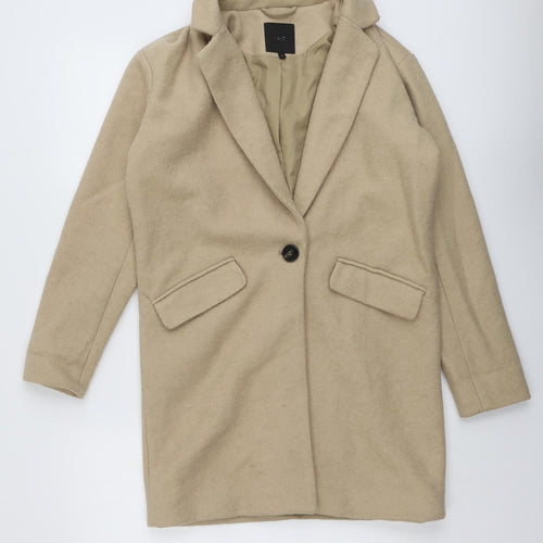 NEXT Womens Beige Overcoat Coat Size 6 Button