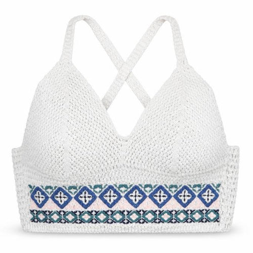 Topshop Womens White Cotton Cropped Tank Size 6 V-Neck