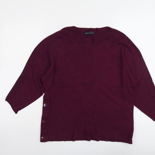 Marks and Spencer Womens Purple Round Neck Viscose Pullover Jumper Size L