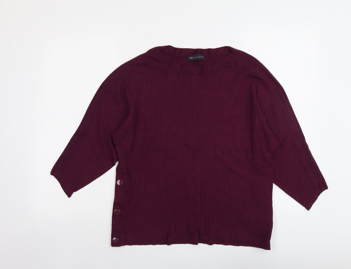 Marks and Spencer Womens Purple Round Neck Viscose Pullover Jumper Size L
