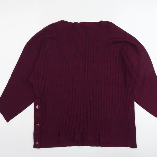 Marks and Spencer Womens Purple Round Neck Viscose Pullover Jumper Size L