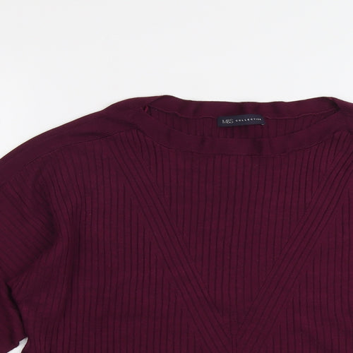 Marks and Spencer Womens Purple Round Neck Viscose Pullover Jumper Size L