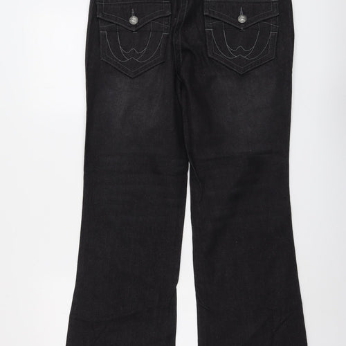 Kurt Muller Womens Black Cotton Bootcut Jeans Size 32 in L29 in Regular Button