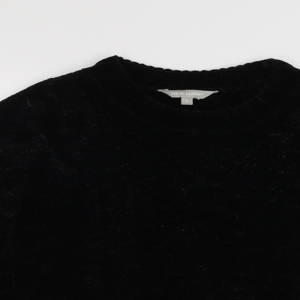 Tokyo Laundry Womens Black Round Neck Polyester Pullover Jumper Size L