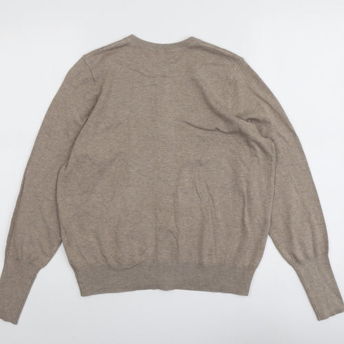 Marks and Spencer Womens Beige Round Neck Viscose Cardigan Jumper Size 14