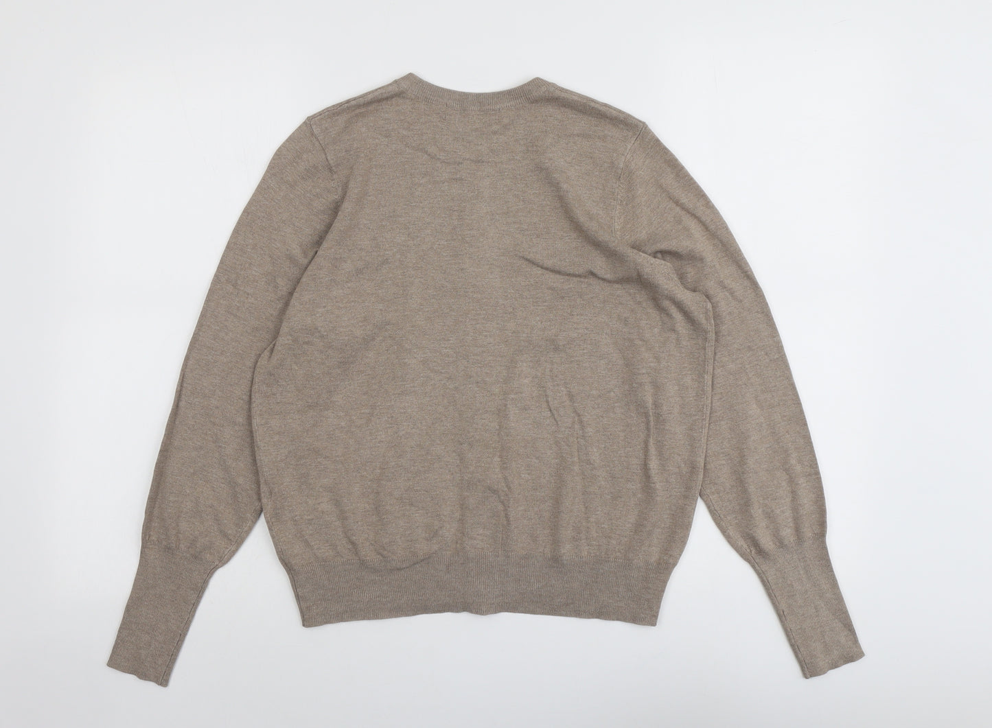 Marks and Spencer Womens Beige Round Neck Viscose Cardigan Jumper Size 14