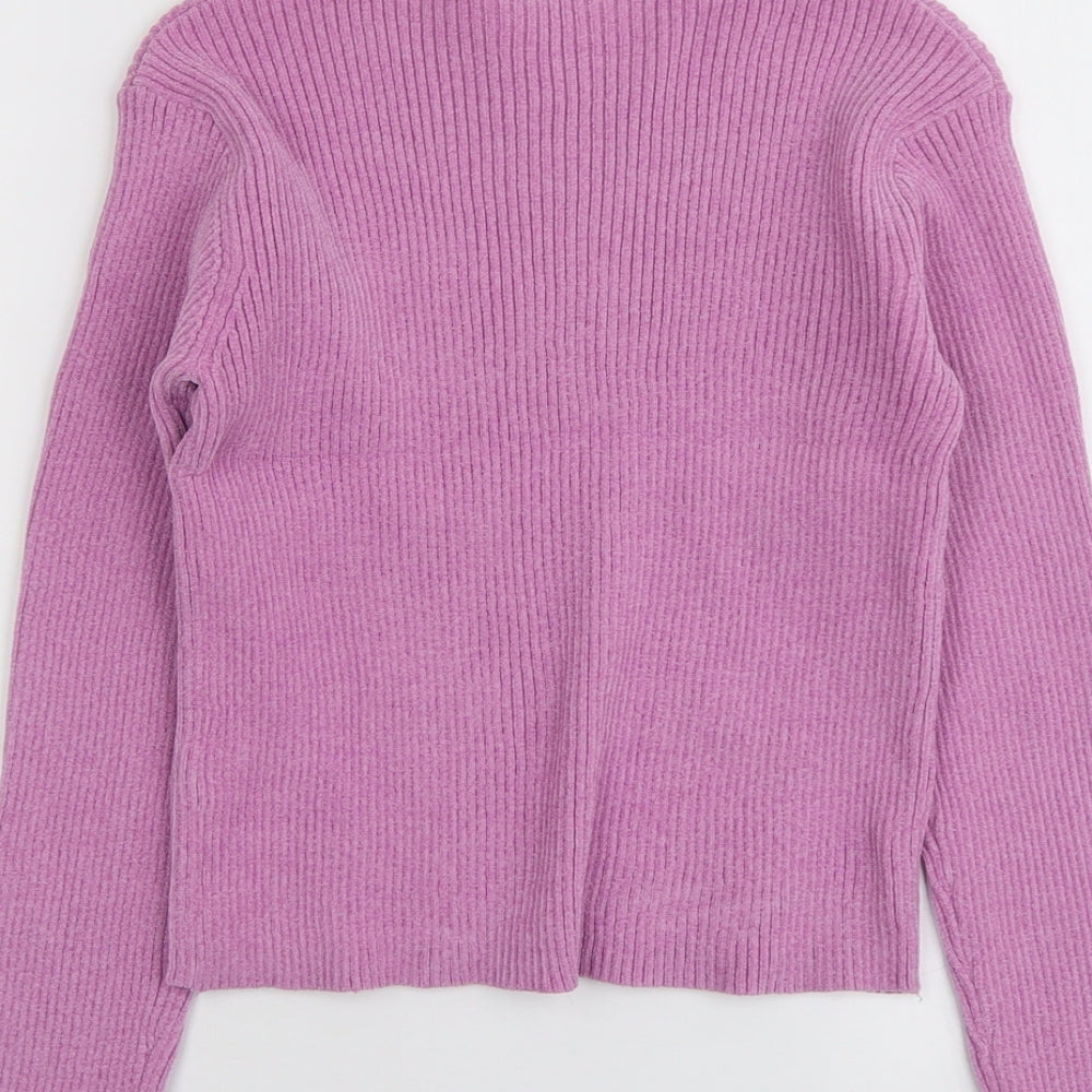Marks and Spencer Girls Purple Round Neck Polyester Pullover Jumper Size 13-14 Years Pullover
