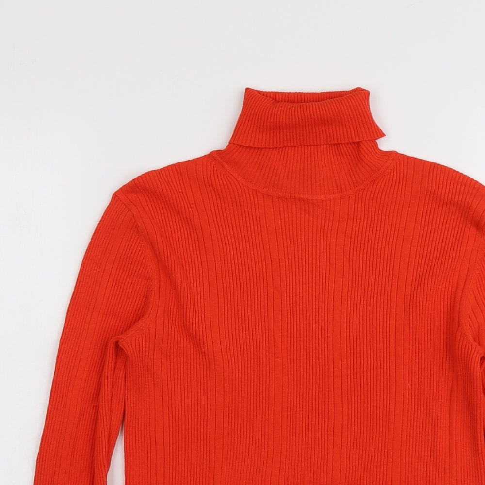 Marks and Spencer Womens Orange Roll Neck Acrylic Pullover Jumper Size 10