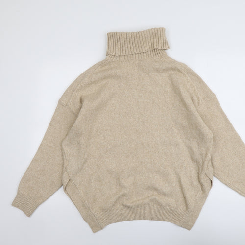 H&M Womens Beige Roll Neck Acrylic Pullover Jumper Size S