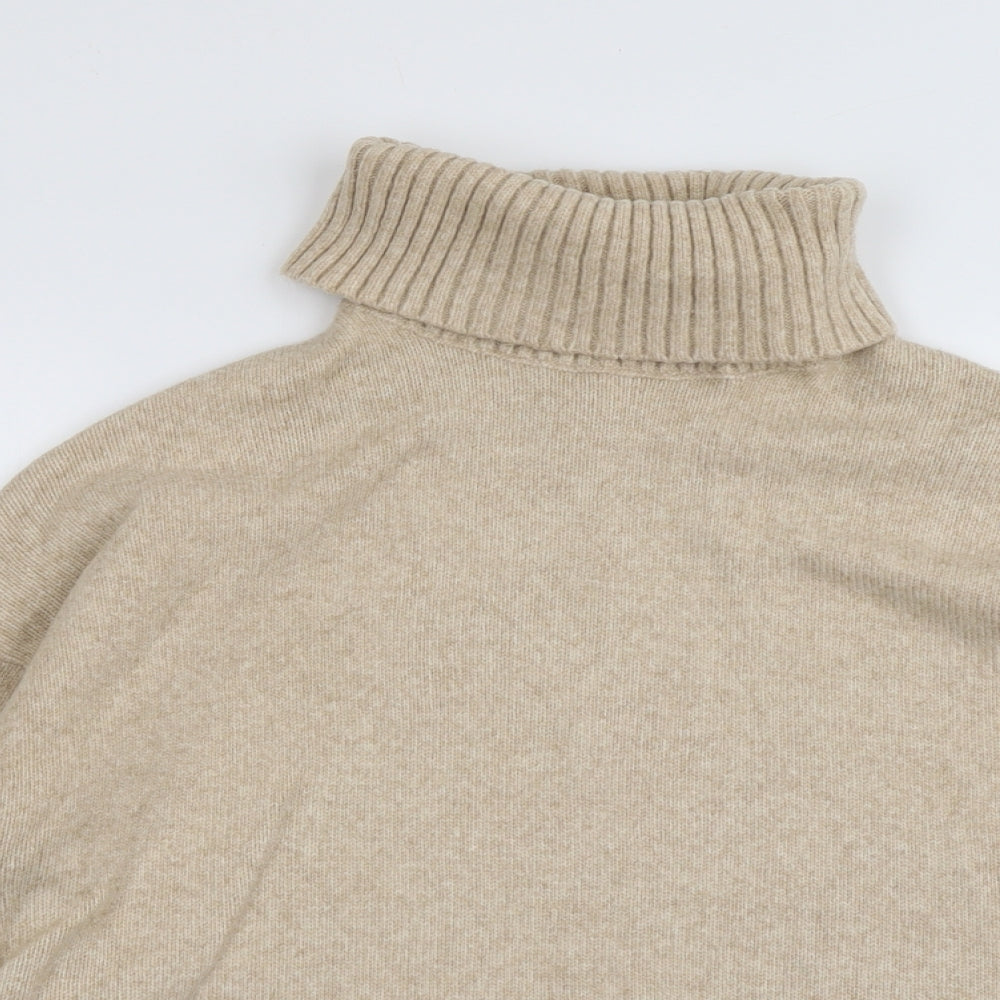 H&M Womens Beige Roll Neck Acrylic Pullover Jumper Size S