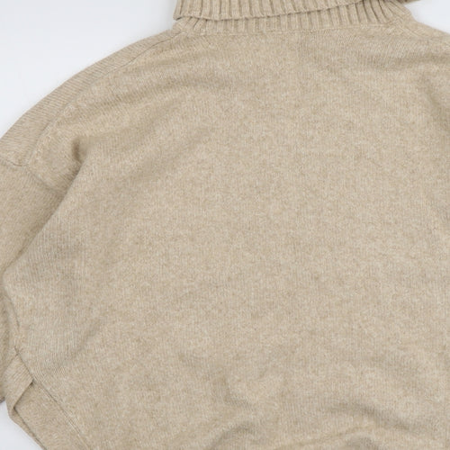 H&M Womens Beige Roll Neck Acrylic Pullover Jumper Size S