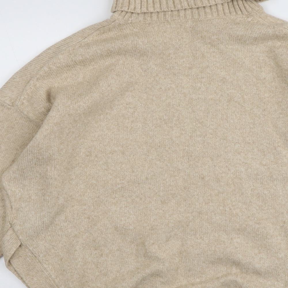 H&M Womens Beige Roll Neck Acrylic Pullover Jumper Size S
