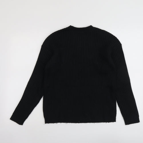 Marks and Spencer Womens Black Round Neck Polyester Pullover Jumper Size S
