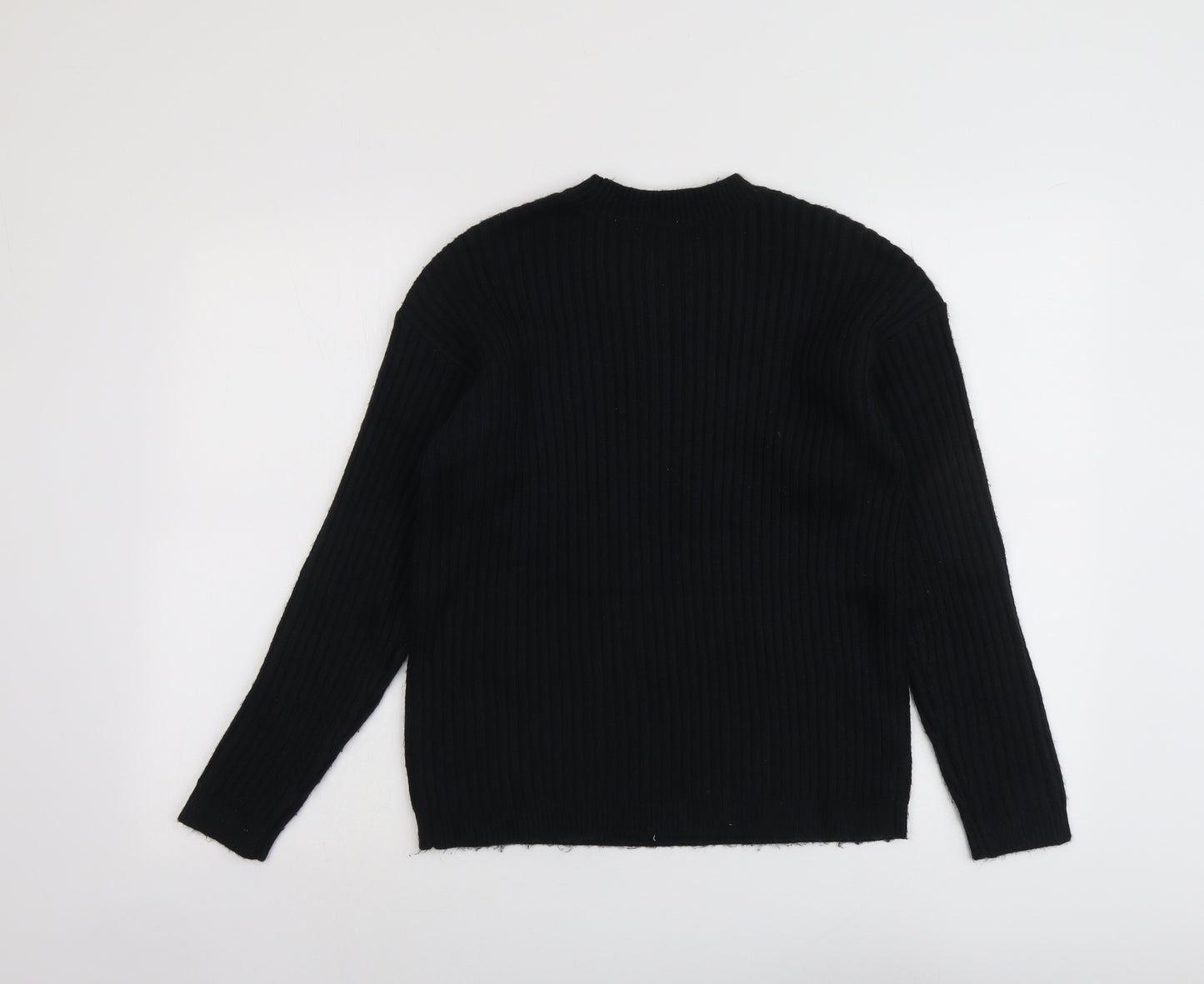 Marks and Spencer Womens Black Round Neck Polyester Pullover Jumper Size S