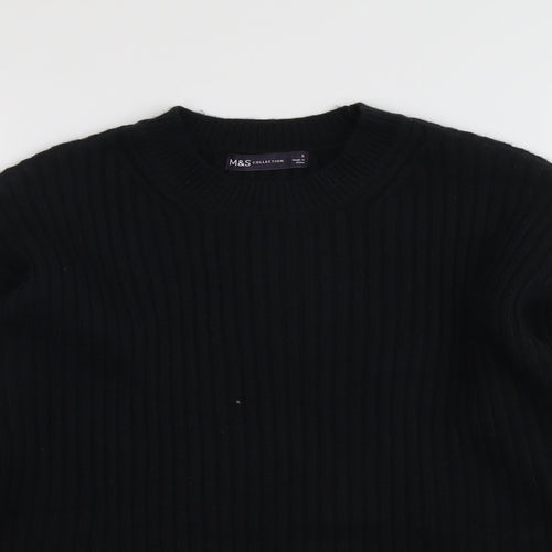 Marks and Spencer Womens Black Round Neck Polyester Pullover Jumper Size S