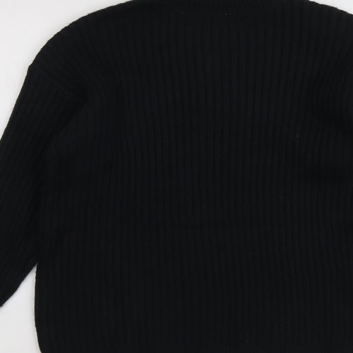 Marks and Spencer Womens Black Round Neck Polyester Pullover Jumper Size S