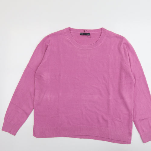 Marks and Spencer Womens Purple Round Neck Acrylic Pullover Jumper Size 20
