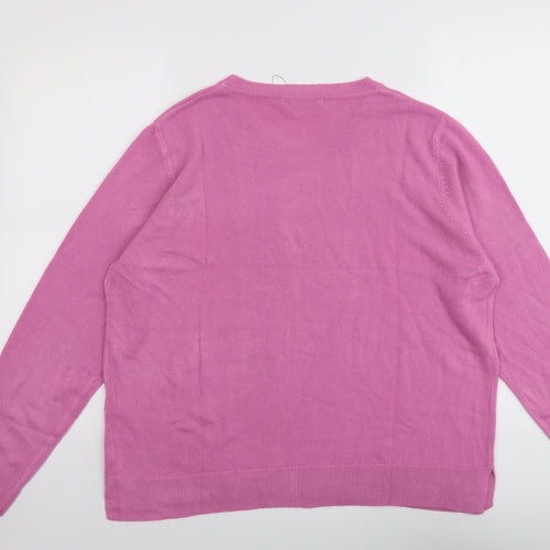 Marks and Spencer Womens Purple Round Neck Acrylic Pullover Jumper Size 20
