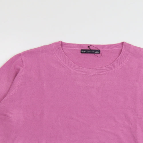 Marks and Spencer Womens Purple Round Neck Acrylic Pullover Jumper Size 20