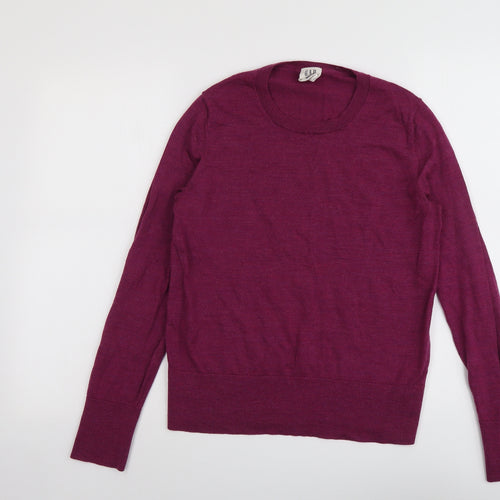 Gap Womens Purple Round Neck Wool Pullover Jumper Size M