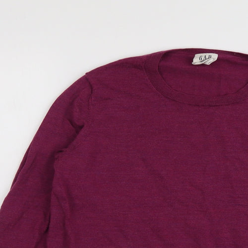 Gap Womens Purple Round Neck Wool Pullover Jumper Size M