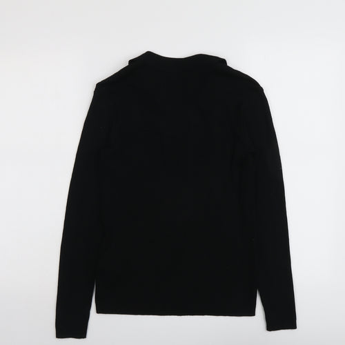 Marks and Spencer Womens Black Collared Viscose Pullover Jumper Size 10
