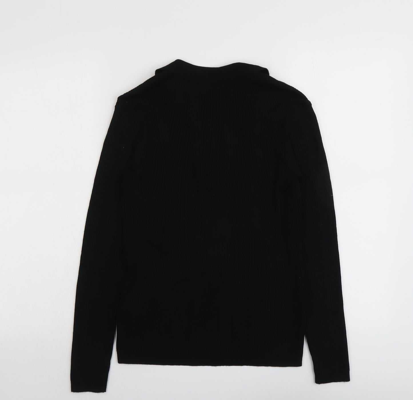 Marks and Spencer Womens Black Collared Viscose Pullover Jumper Size 10