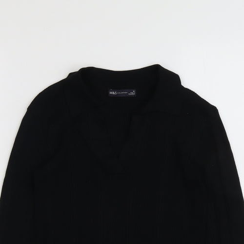 Marks and Spencer Womens Black Collared Viscose Pullover Jumper Size 10